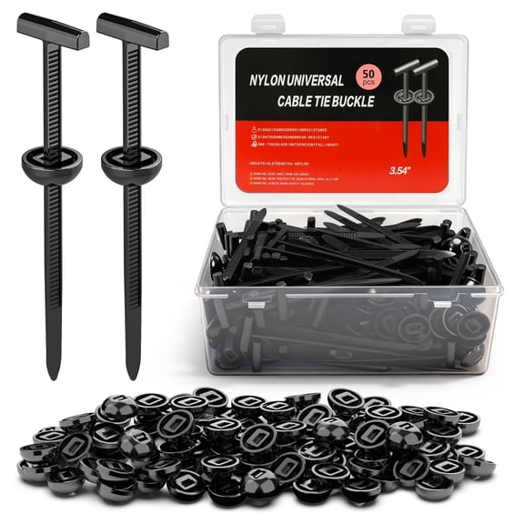 50PCS Nylon Universal Cable Tie Buckle Heavy Duty Self-Locking Zipper Clip Automotive Fasteners for Car Fender Trunk Repair, Wire Bundling, Home & Garage Use