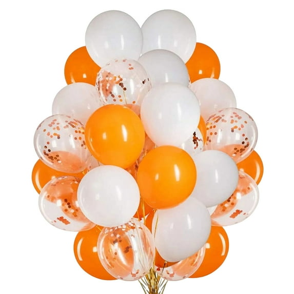 50PCS Orange And White Balloon Set Perfect For Parties Celebrations Weddings Birthdays Baby Showers