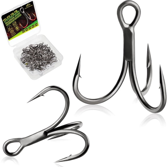 Triple Hooks #6 PTFE Coated Treble Fishing Hooks for Crankbaits Spoons Freshwater Saltwater 50PCS