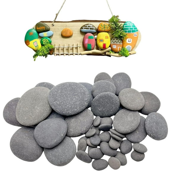 50PCS Painting Rocks, Medium Small & Tiny River Rocks for Painting ，DIY Rocks Flat & Smooth Kindness Rocks for Arts, Crafts, Decoration