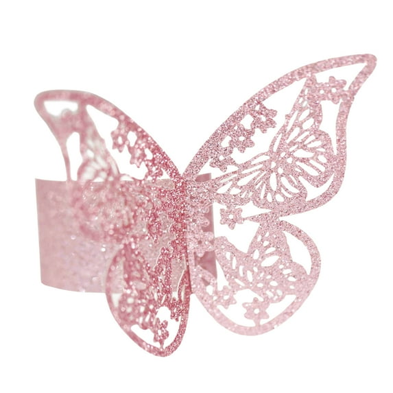 50PCS Pink 3D Butterfly Napkin Rings – Elegant Paper Napkin Holder for Wedding, Party, Holiday Table Decorations