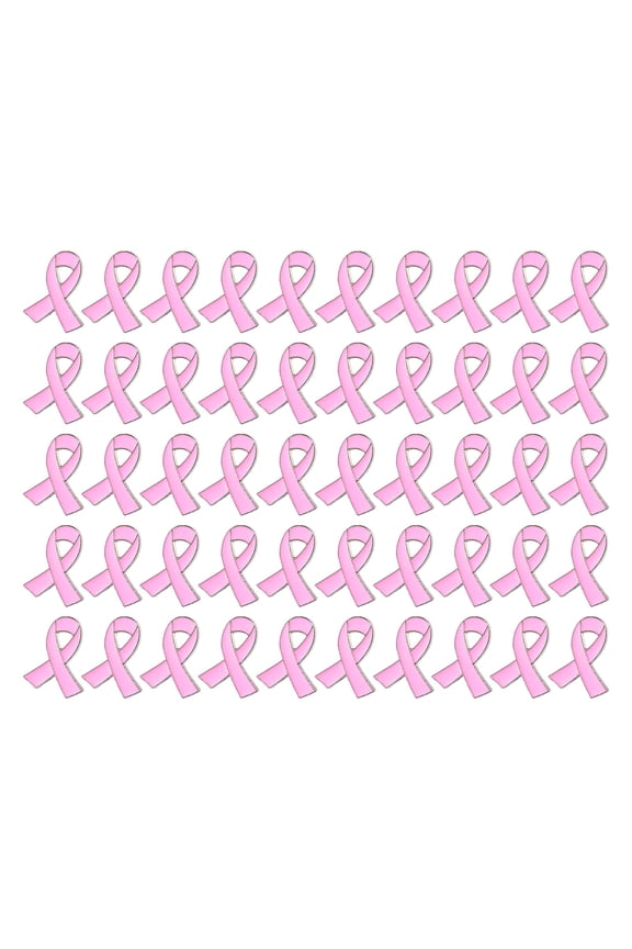 50PCS Pink Cancer Awareness Brooch Ribbon Pin For Supporters Fundraiser, Cancer Awareness Enamel Lapel Pin for Women, Hope Ribbon Metal Medal for Charity Recognition and Public Events