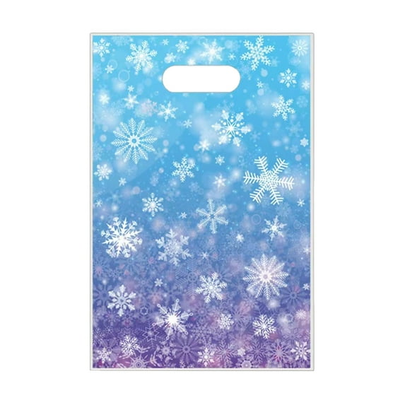 50PCS Plastic Christmas Gift Bags with Painted Decorations, Reusable Candy Bags for Party Supplies, Holiday & Birthday Gift Packaging