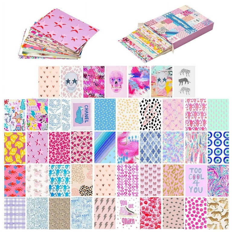 50PCS Preppy Aesthetic Pictures Wall Collage Kit, Retro Style