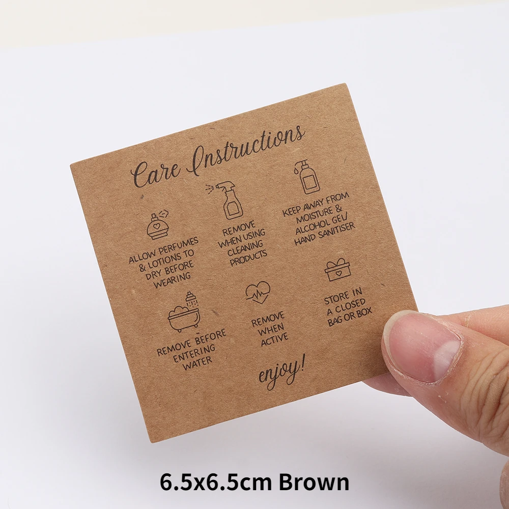 50PCS Printable Square White Brown English Care Instructions Card For ...
