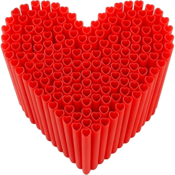 50PCS Red Heart Shaped Straws, Individually Wrapped Cute Plastic Drinking Straws for Mother's Day, Valentine & Galentine's Party Favors, Bridal Shower, Baby Shower, Wedding & Birthday Decor