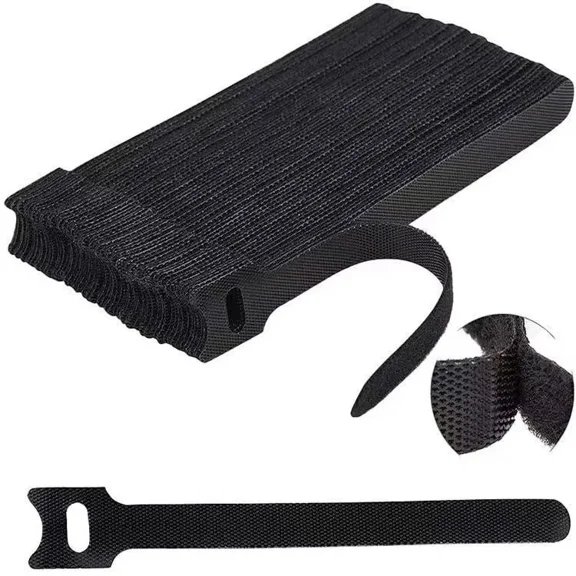 50PCS Reusable Cable Ties, Black Adjustable 6-Inch Cord Organizer Ties, Multi-purpose Hook Loop Cable Management Wire Ties for Organizing Home, Office, Data Centers