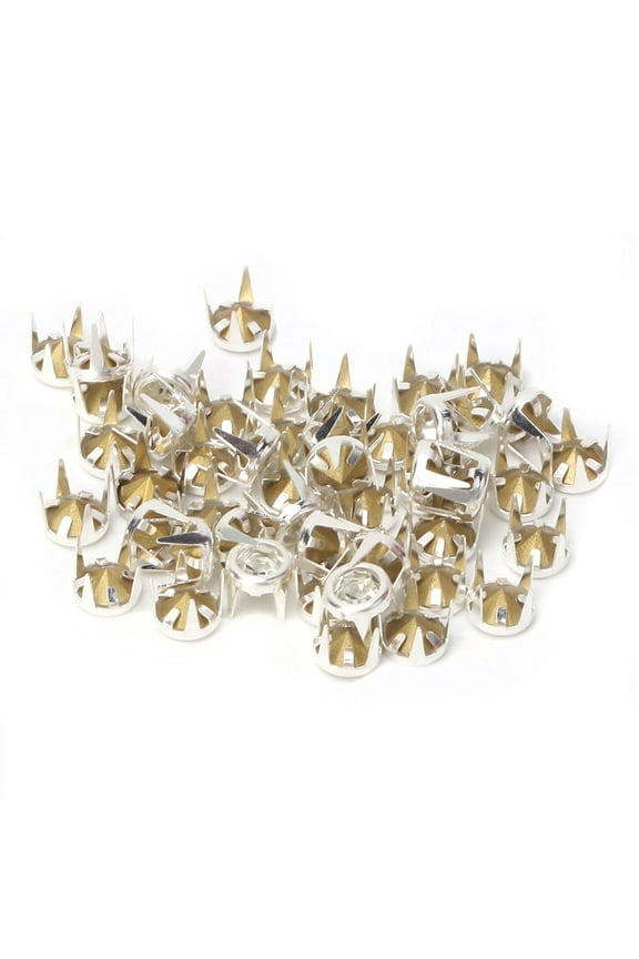 50PCS Rhinestone Stud Refills Dazzling Claw Crystal Studs Embellishments, Flatback Gem Stones DIY Crafts for Clothing Shirts Dress Shoes Bags Belts 6mm Sliver