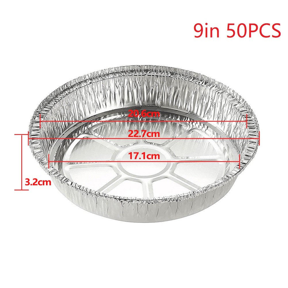 50PCS Round Aluminium Disposable BBQ Drip Pan Tray Foil Pans Liner