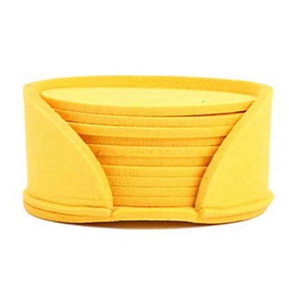 50PCS Round Felt Coaster Dining Table Protector Pad Heat Cup Mat Coffee Tea Hot Drink Mug Placemat,Yellow