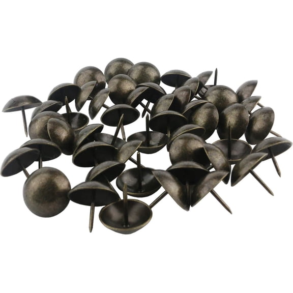 50PCS Round Large-Headed Nail/Antique Upholstery Nails/Furniture Tacks 1" Diameter Antique Brass (1" x 1")