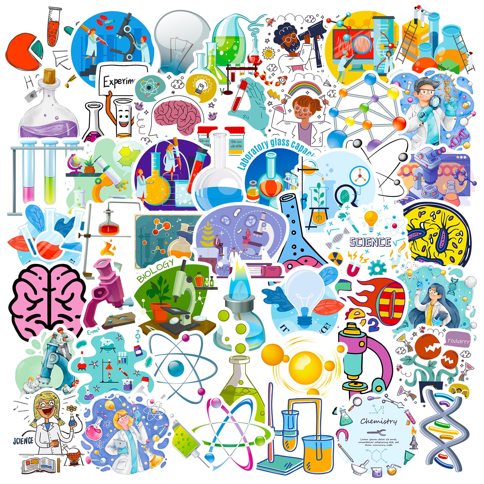 50PCS Science Stickers for Water Bottles, Educational Science ...