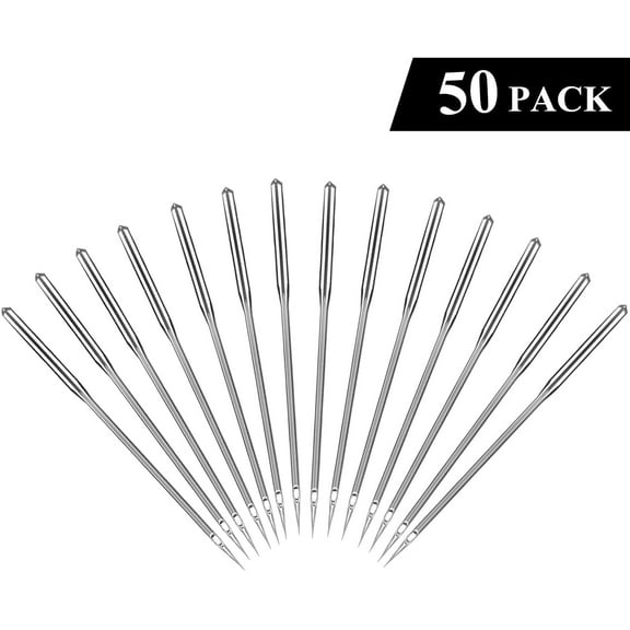 50Pcs Sewing Machine Needles, Universal Sewing Needles for Singer, Brother, Bernina, Kenmore, Janome, Schmetz, Easy Thread, Sizes 65/9, 75/11, 80/12, 90/14, 100/16