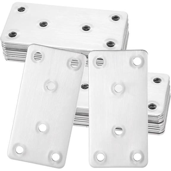 50PCS Silver Flat Mending Plates, 3.151.57 304 Stainless Steel Brace Straight Mending Joining Plates, Metal Straight Brackets for Brace, Furniture, Wood, Cabinet,80X40X2MM