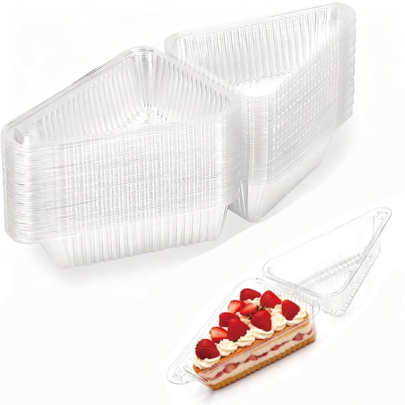50PCS Slice Cake Containers with Lids,Triangle Boxes Pie Pizza Container,Cheese Container for Bakery,Cakes, Pizza, Desserts,Lunch and Coffee Carries