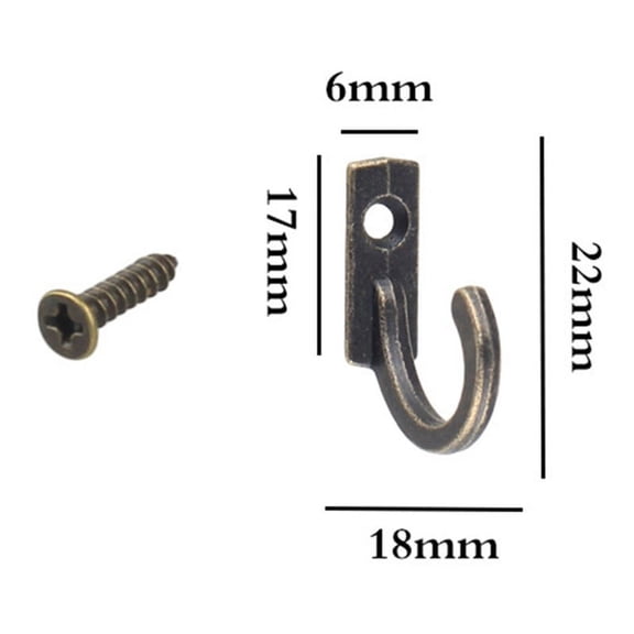 50PCS Small Antique Single Row Hooks For Clothes Robe Hat Wall Hanging W/ Screws For Cabinet Bathroom Wall Retro Style Smile Home