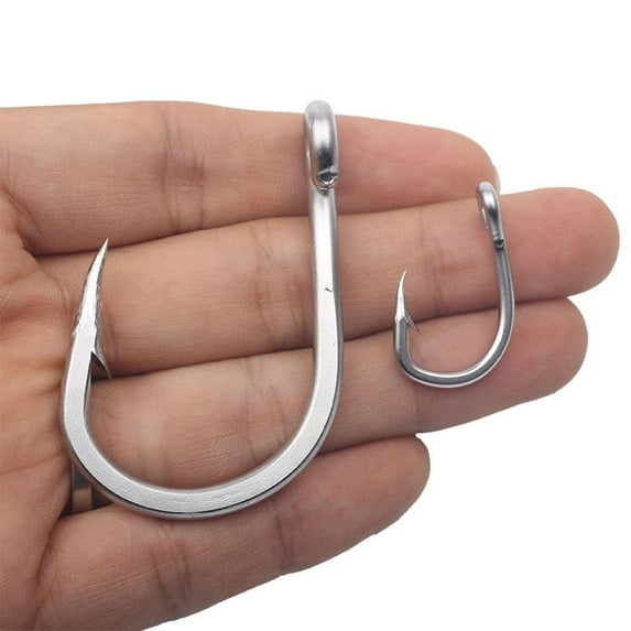 50PCS Stainless Steel Live Bait Circle Fishing Hook Saltwater Big Game 4/0-12/0