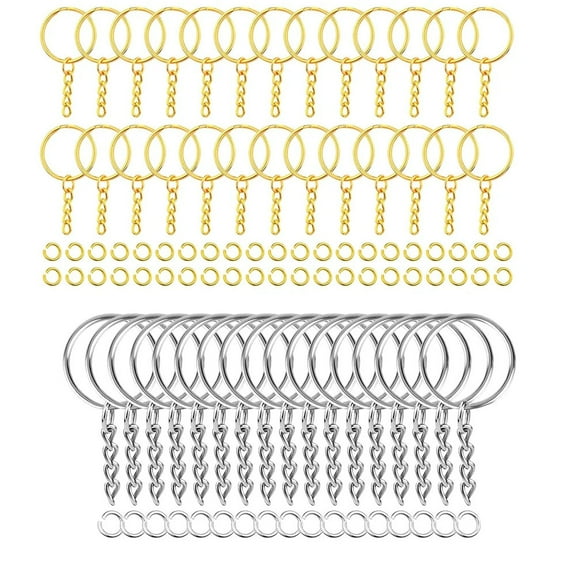 50PCS Stainless Steel Metal Blank Keyring Keychain Split Rings with Chain Climbing Buckles Carabiner Keychain Rings Accessories
