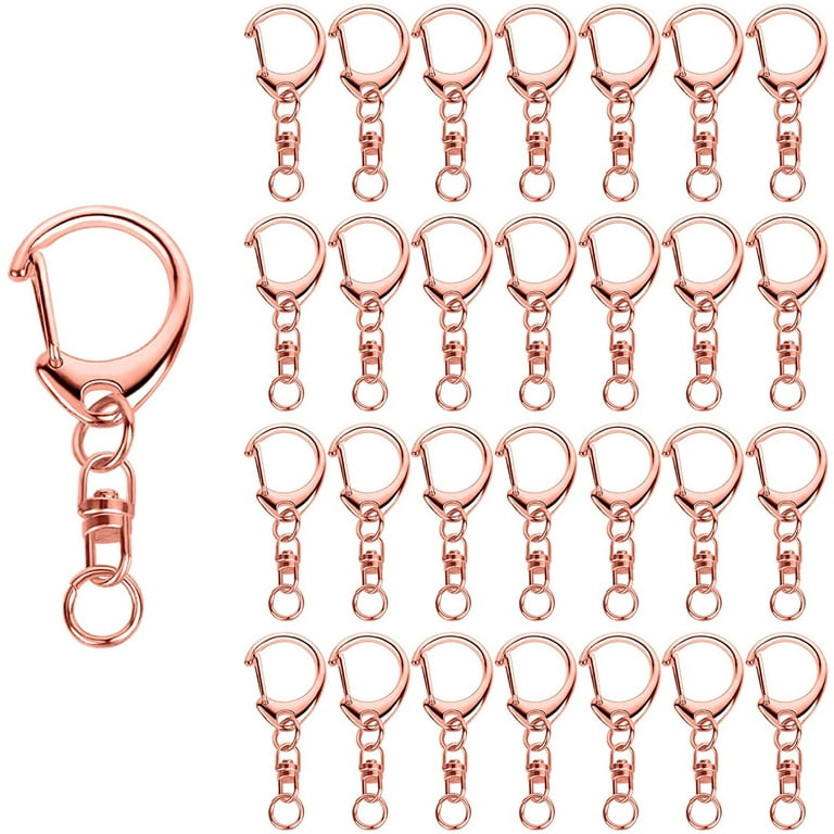 50PCS Swivel Lanyard Snap Hook with Key Rings, Metal Hooks Keychain Hooks  for Lanyard Key Rings Crafting, Lobster Clasp for Resin Charm, (Rose Gold)  