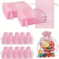 thumbnail image 1 of 50PCS Thank You Small Organza Bags with Drawstring, 4 x 6 Mesh Wedding Party Favor Tulle Bags for Sachet Candy Soap Makeup Jewelry Present, 1 of 7