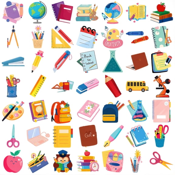 50PCS Transparent Stickers Scrapbook Stickers Waterproof Vinyl Stickers for Water Bottles Laptops Journals Kindles Luggage Phones Teens Adults Teachers Students Classroom Party Favors