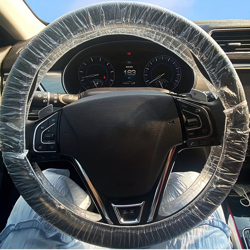50PCS Universal Disposable Steering Wheel Cover Plastic Transparent Car