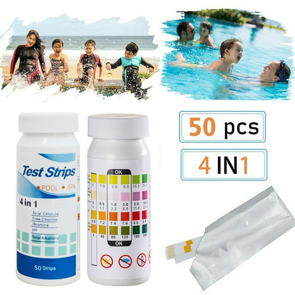 50PCS Water Quality Test Paper, Swimming Pool PH Test Strip 6.8-8.4 Range, for Drinking Water Hot Springs Aquariums, Fast Reading High Accuracy with Color Chart, Tests pH Hardness Residual