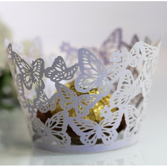 50PCS Wedding Baking Cake Paper Border Butterfly Laser Hollow Cake Box