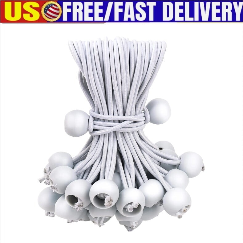 The Coupon deal of  50PCS White Bungee Cords, 6 Inch Heavy Duty Outdoor Bungee Cord with Balls, Tarp