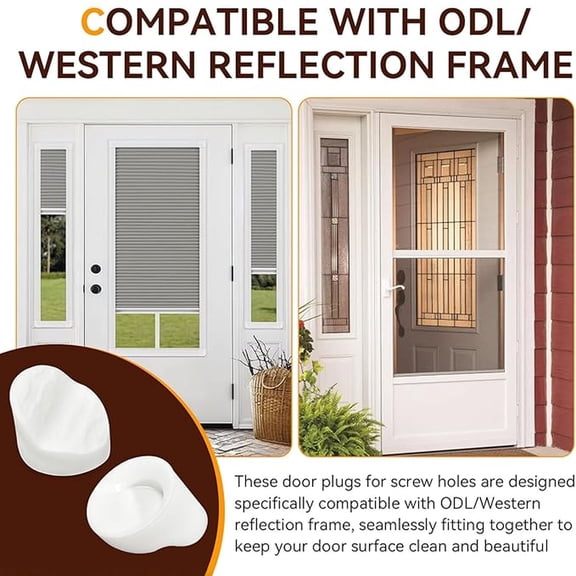 50PCS White Entry Door Frame Screw Hole Plugs, 5/16" Diameter 1/4" Height Weather Resistant Plastic Hole Covers Compatible with ODL & Western Reflection Door Window Frames