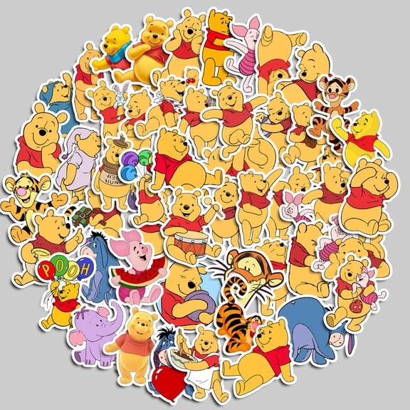 50PCS Winnie Pooh Stickers for Water Bottle Cup Laptop Guitar Car Motorcycle Bike Skateboard Luggage Box Vinyl Waterproof Graffiti Patches
