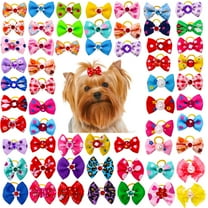 50PCS Yorkie Dog Hair Bows with Rubber Bands Rhinestone,Cute Dog Bows Dog Hair Bowknot for Small Dogs Puppy Hair Bows Pet Grooming Bows Dog Cat Hair Accessories for for Halloween Thanksgiving