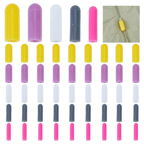 50PCS Zipper Head Silicone Covers 5 Colors Protector Guards for Laundry Zipper Protectors for Washer Dryer Scratches Noise Protect Clothes
