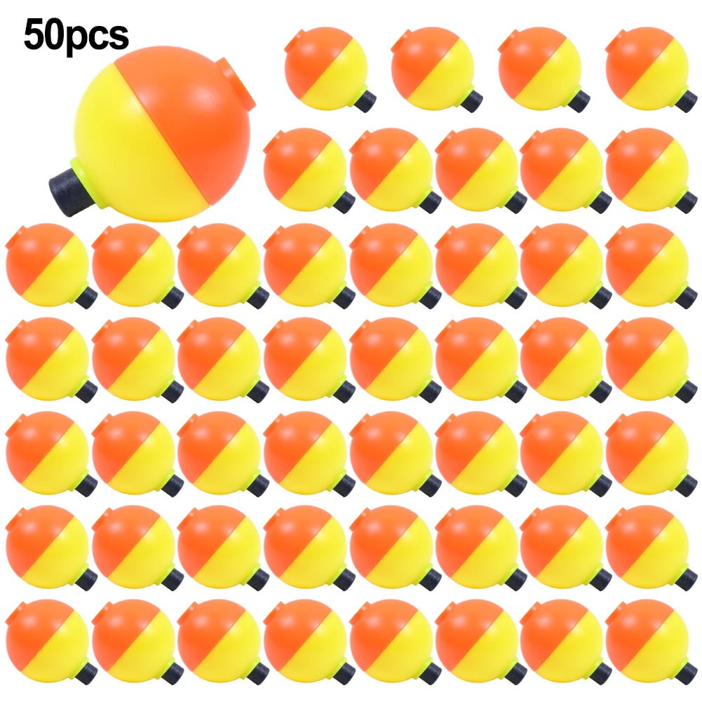 50PCS fishing Plastic SnapOn Floats Pear Shaped Orange/Yellow Bulk