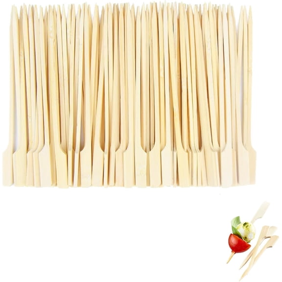 50PCS mboo Skewers for Appetizers,Bamboo Cocktail StickYakitori Skewer BarbecueSkewers,Mini Food Sticks,BambooPaddle Skewers Wooden Paddle Sticks Barbeque SkewersCocktail Picks for Grill Party