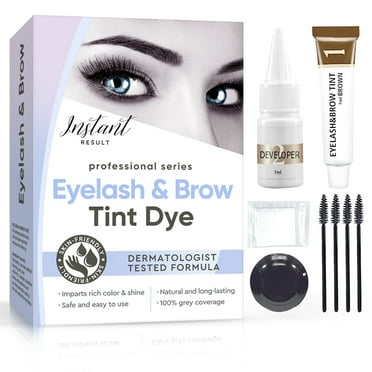 2-In-1 Eyelash & Eyebrow Tint Kit, Professional Lash & Brow Color Kit, Suitable for Salon & Home Use, Light Brown