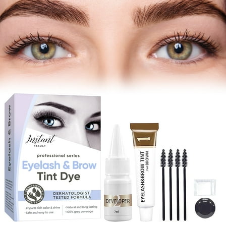 Lash Lift and Tint, 2-In-1 Professional Eyelash & Eyebrow Tint, Suitable for Salon & Home Use, Dark Brown