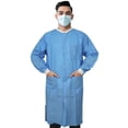 thumbnail image 1 of Disposable Lab Coats, SMS Material, Knee Length, 3 Pockets, 50 Pack – Medium, Blue, 1 of 7