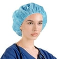 thumbnail image 1 of Disposable Bouffant Caps, Non-Woven, 21 in, 50 Pack – Blue, 1 of 7