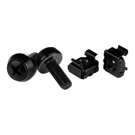 StarTech M6 x 12mm - Screws and Cage Nuts - 50 Pack, Black