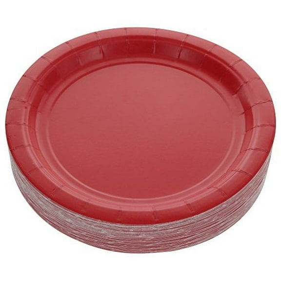 50PK Red Disposable Party Paper Dessert Plates 7"-Ideal for Weddings Partyâ€™s Bir