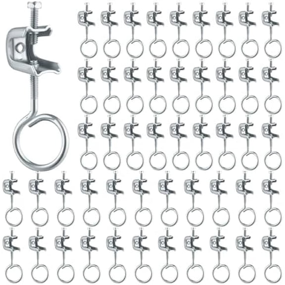 50Pack 1/4" x 20 Beam Clamps Steel Small C Clamp with Screws Rings, Metal Cable Clamp with Threaded Bridle Rings Hangers for Pipe Cable (1 1/4 Inch Bridle Ring)$$Hardware