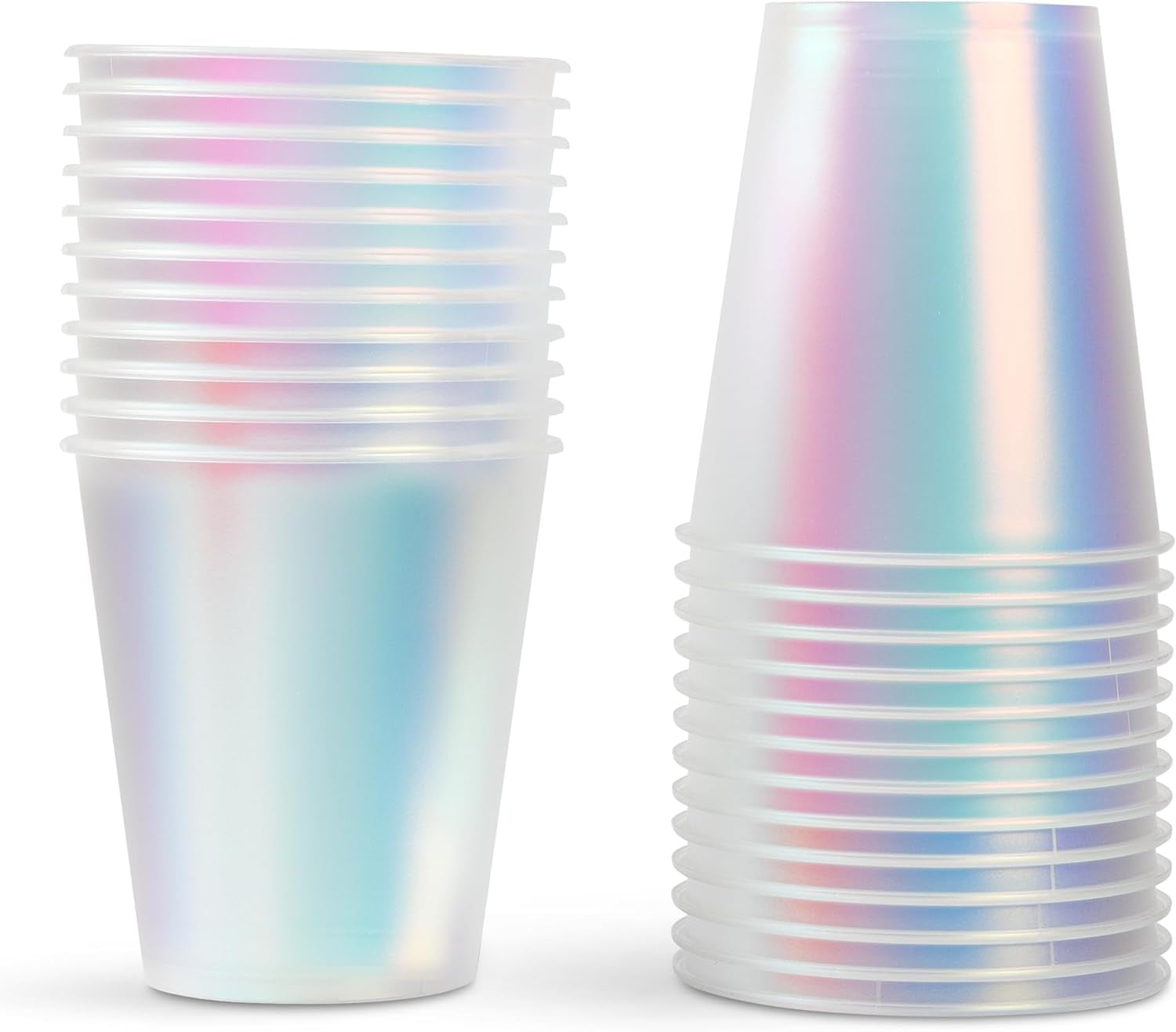 50Pack 12oz Disposable Party Cups - Heavy Duty Iridescent Disposable ...