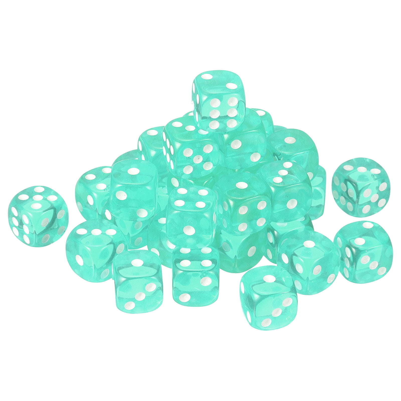 50Pack 6 Sided Acrylic Dice, 16mm/0.63" Rounded Corner Translucent Colored D6 Game Dice for Theme Party Fun Table Board Games, Light Green