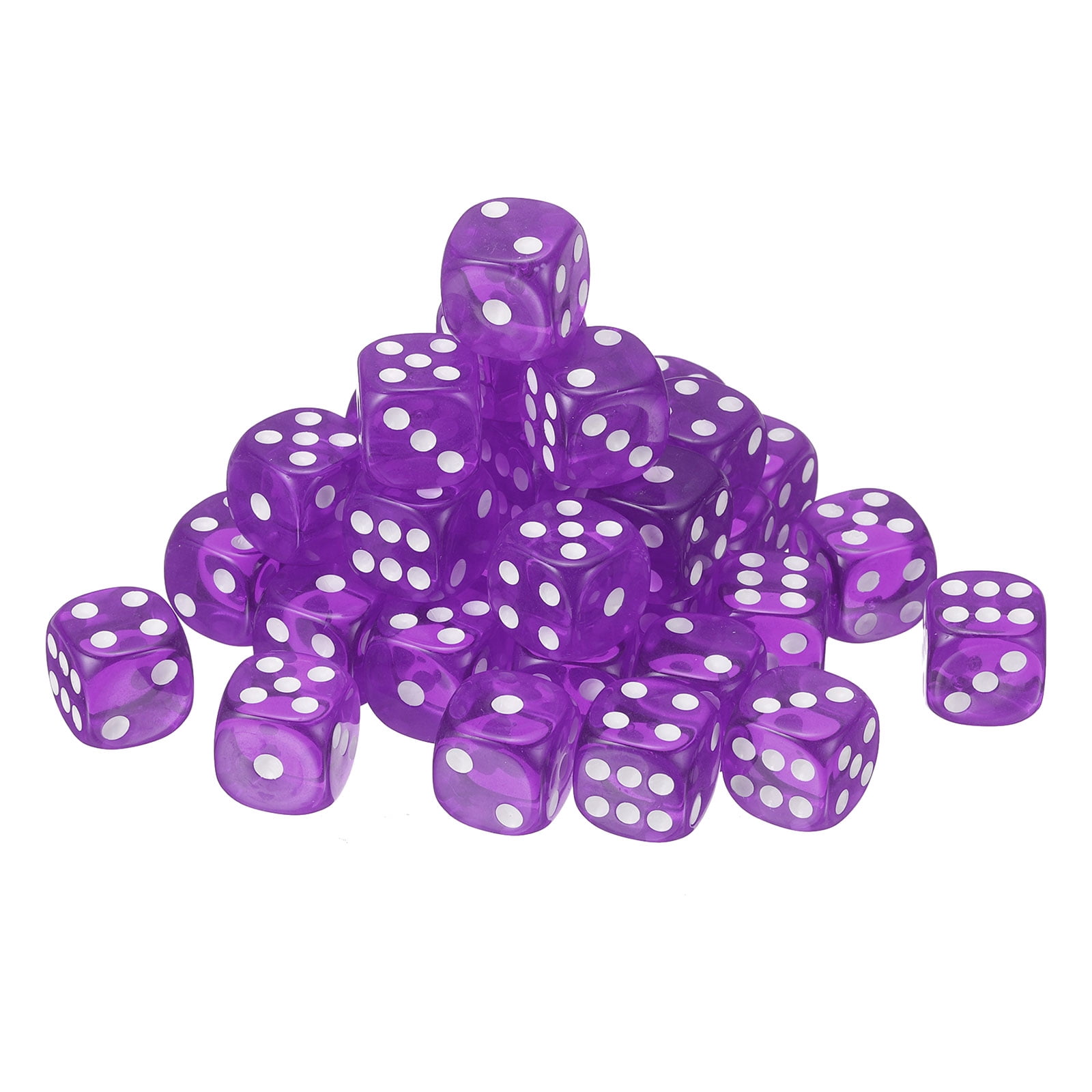 50Pack 6 Sided Acrylic Dice, 16mm/0.63" Rounded Corner Translucent Colored D6 Game Dice for Theme Party Fun Table Board Games, Purple