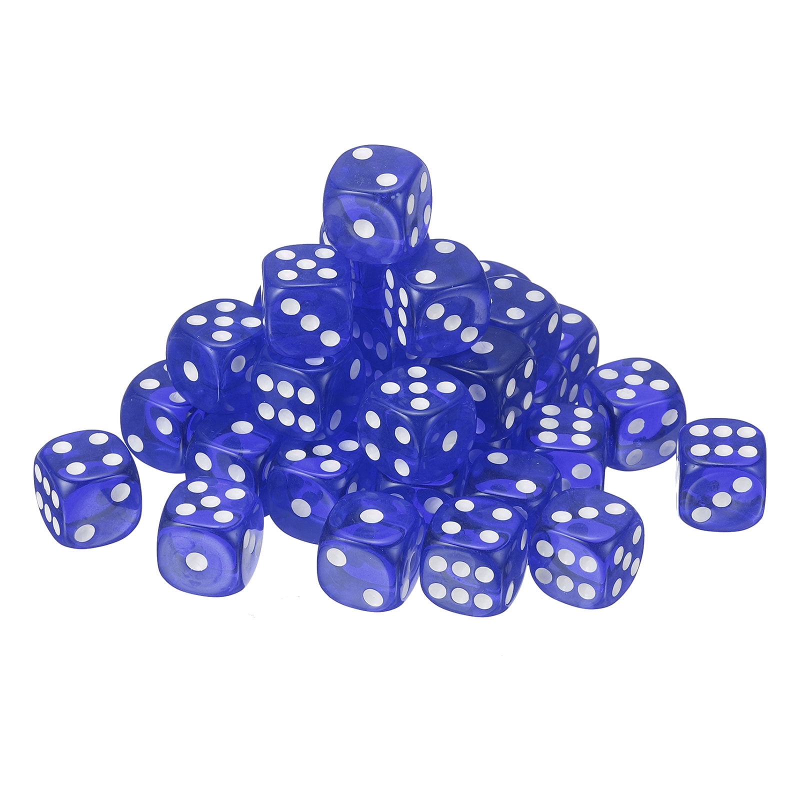 50Pack 6 Sided Acrylic Dice, 18mm/0.71" Rounded Corner Translucent Colored D6 Game Dice for Theme Party Fun Table Board Games, Blue