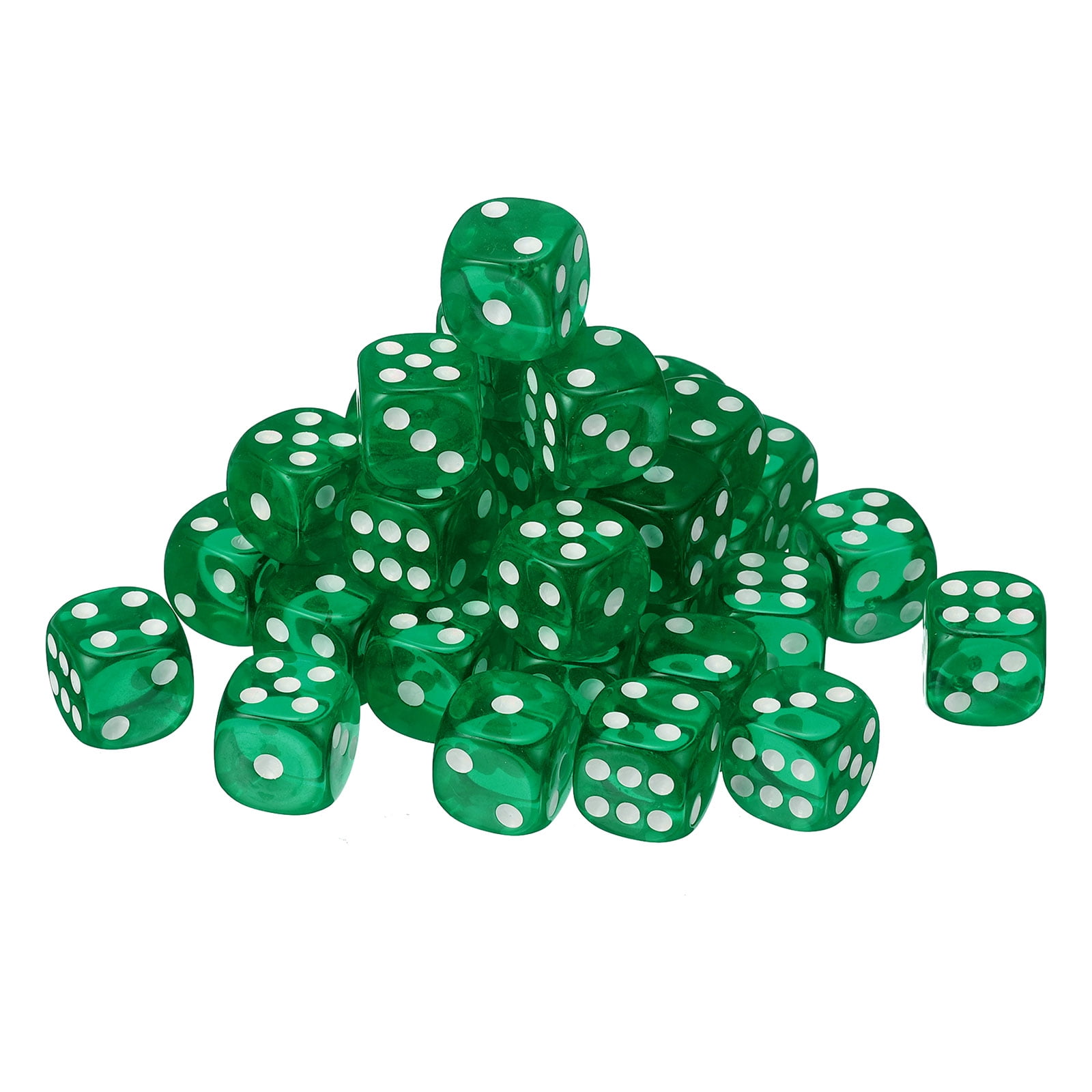 50Pack 6 Sided Acrylic Dice, 18mm/0.71" Rounded Corner Translucent Colored D6 Game Dice for Theme Party Fun Table Board Games, Green