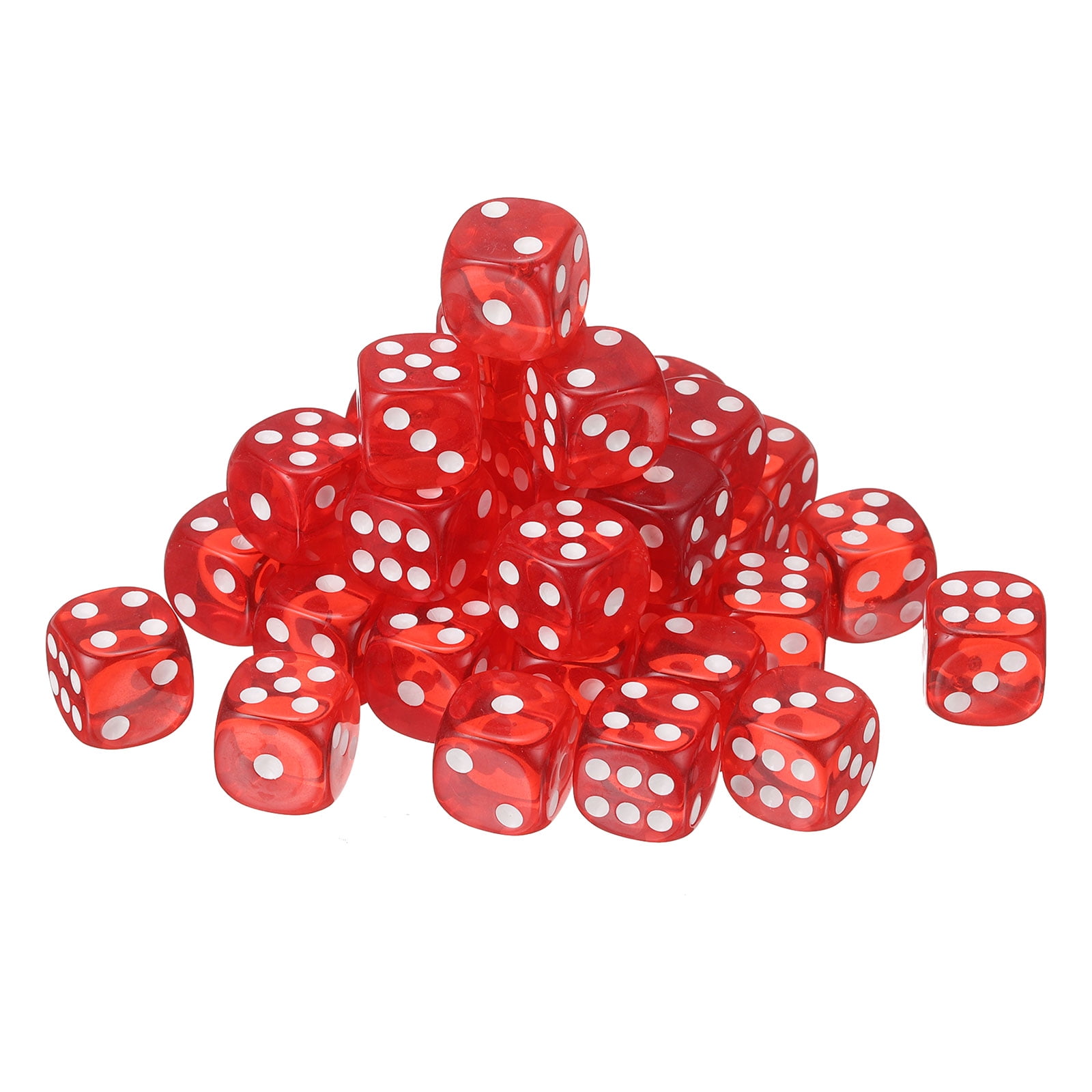 50Pack 6 Sided Acrylic Dice, 18mm/0.71" Rounded Corner Translucent Colored D6 Game Dice for Theme Party Fun Table Board Games, Red