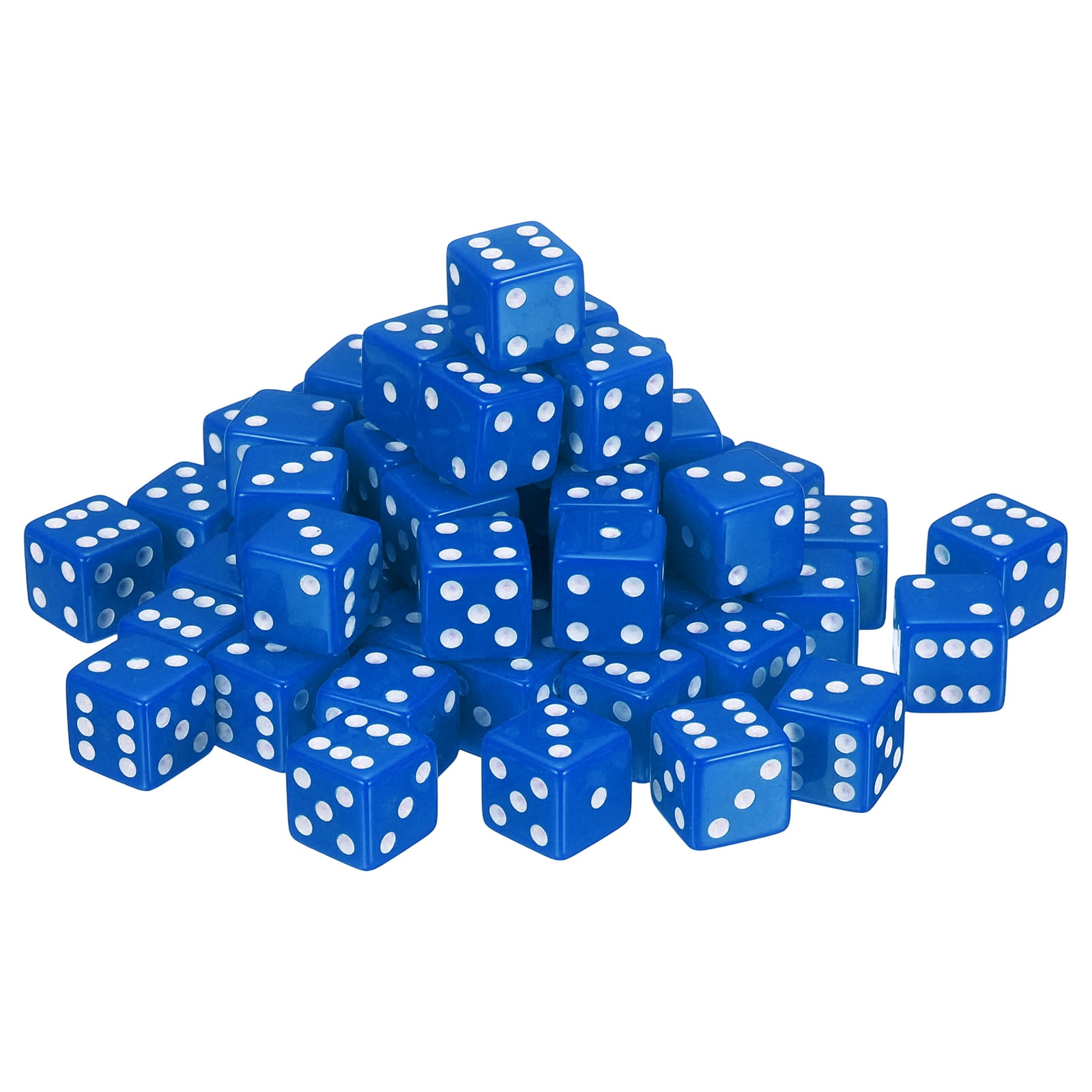 50Pack 6 Sided Acrylic Dice, 19mm/0.75" Large D6 Opaque Game Dice Bulk for Table Board Games Birthday Theme Party Fun Supply, Blue