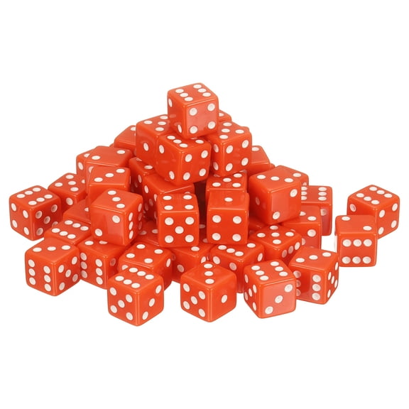 50Pack 6 Sided Acrylic Dice, 19mm/0.75" Large D6 Opaque Game Dice Bulk for Table Board Games Birthday Theme Party Fun Supply, Red
